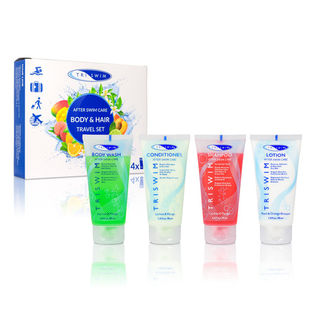 Zestaw kosmetyków do ciała i włosów dla pływaków TRISWIM TRAVEL SET 4 x 90 ml