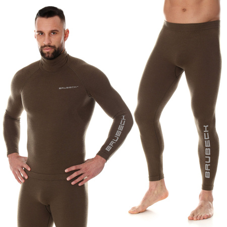 Bielizna termoaktywna męska Brubeck RANGER WOOL Wełna Merino Komplet termiczny do lasu