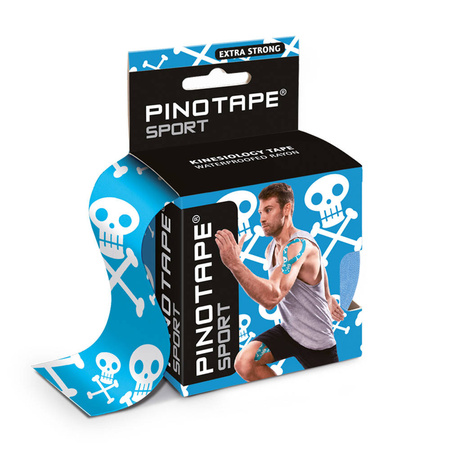 Pino Tape Pro Sport Taśma do kinesiotapingu dla sportowców Rolka 5cm x 5m niebieskie czaszki