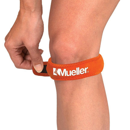 Opaska na kolano Mueller podrzepkowa dla skoczków pomarańczowa