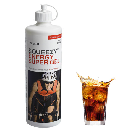 SQUEEZY SUPER ENERGY GEL REFILLER Żel Energetyczny 500 ml Dopełniacz Cola z kofeiną 